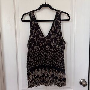 American Eagle Outfitters Black Asymmetrical Embellished Tank Top